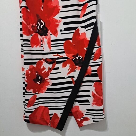 Scapa Lauren Perre Floral Print Elegant Chic Assymmetrical Hem Large Red NWT - Picture 14 of 15